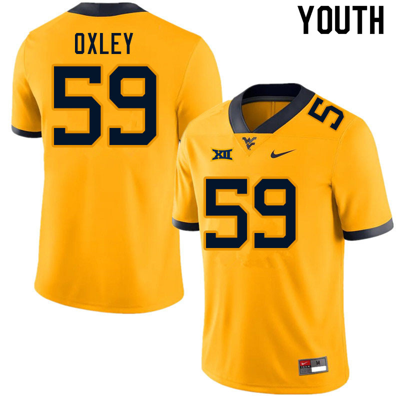 Youth #59 Jackson Oxley West Virginia Mountaineers College Football Jerseys Sale-Gold - Click Image to Close